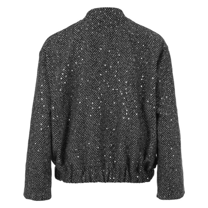 Enjoy Bomber jasje visgraat glitter Grijs